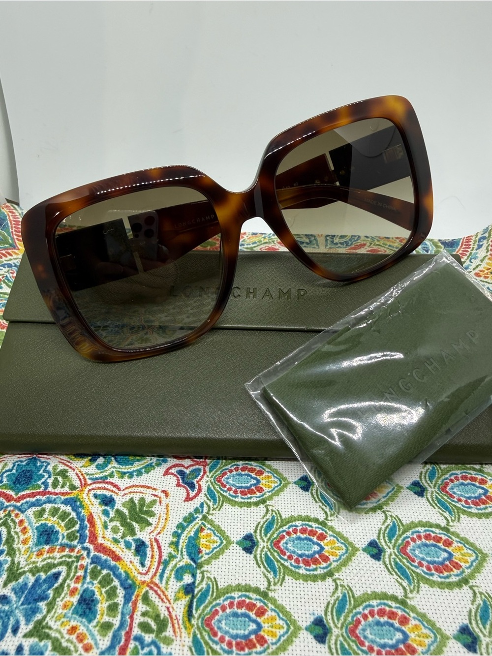 Longchamp Tortoiseshell Oversized Square Sunglasses - Brown Gradient